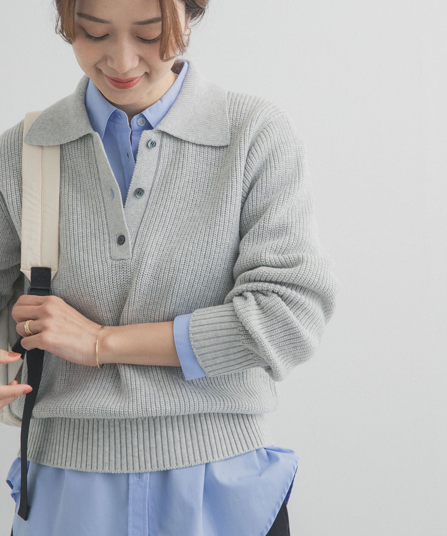 URBAN RESEARCH DOORS「衿付き畦ニット」|ニット・セーター|