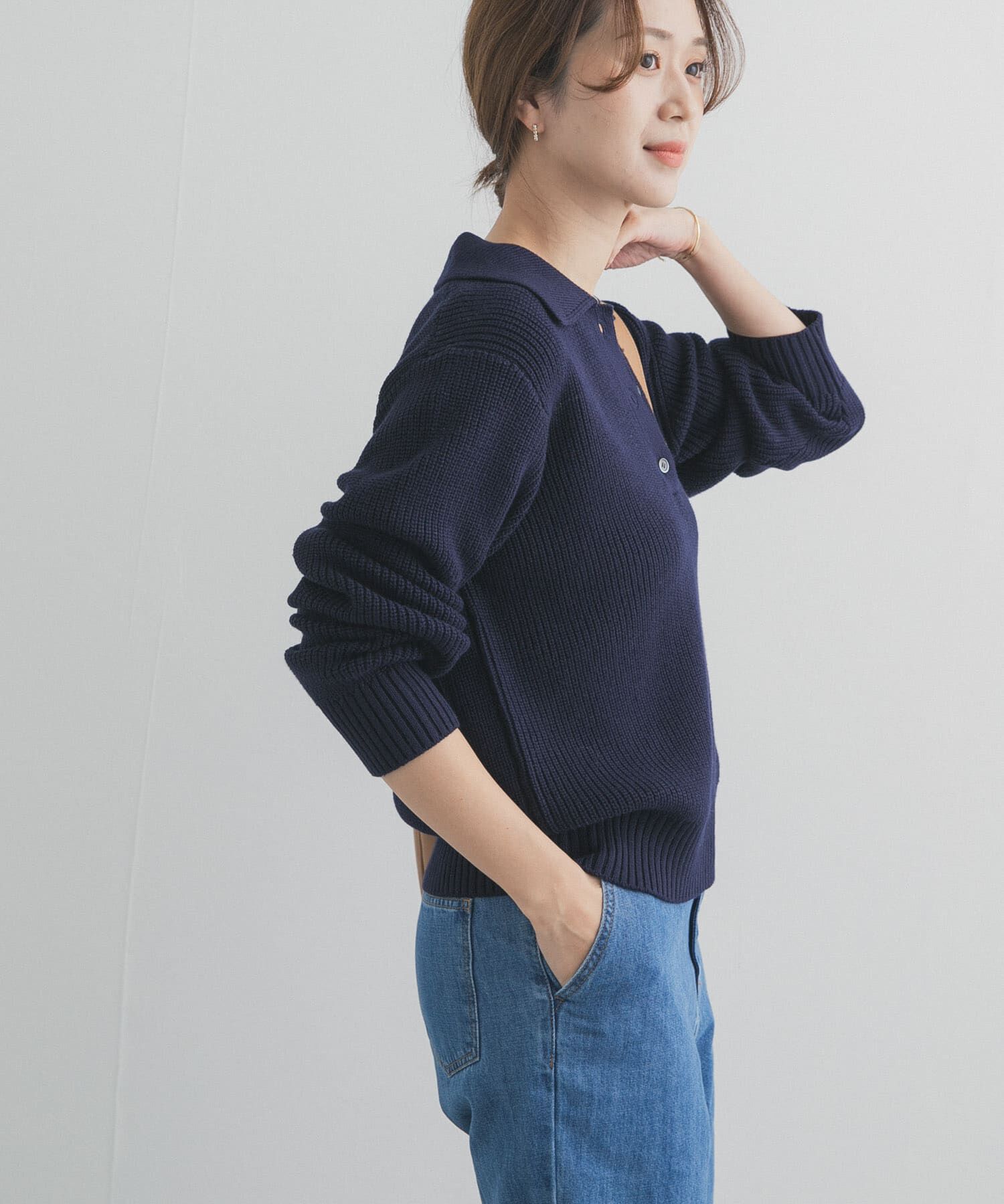 URBAN RESEARCH DOORS「衿付き畦ニット」|ニット・セーター|