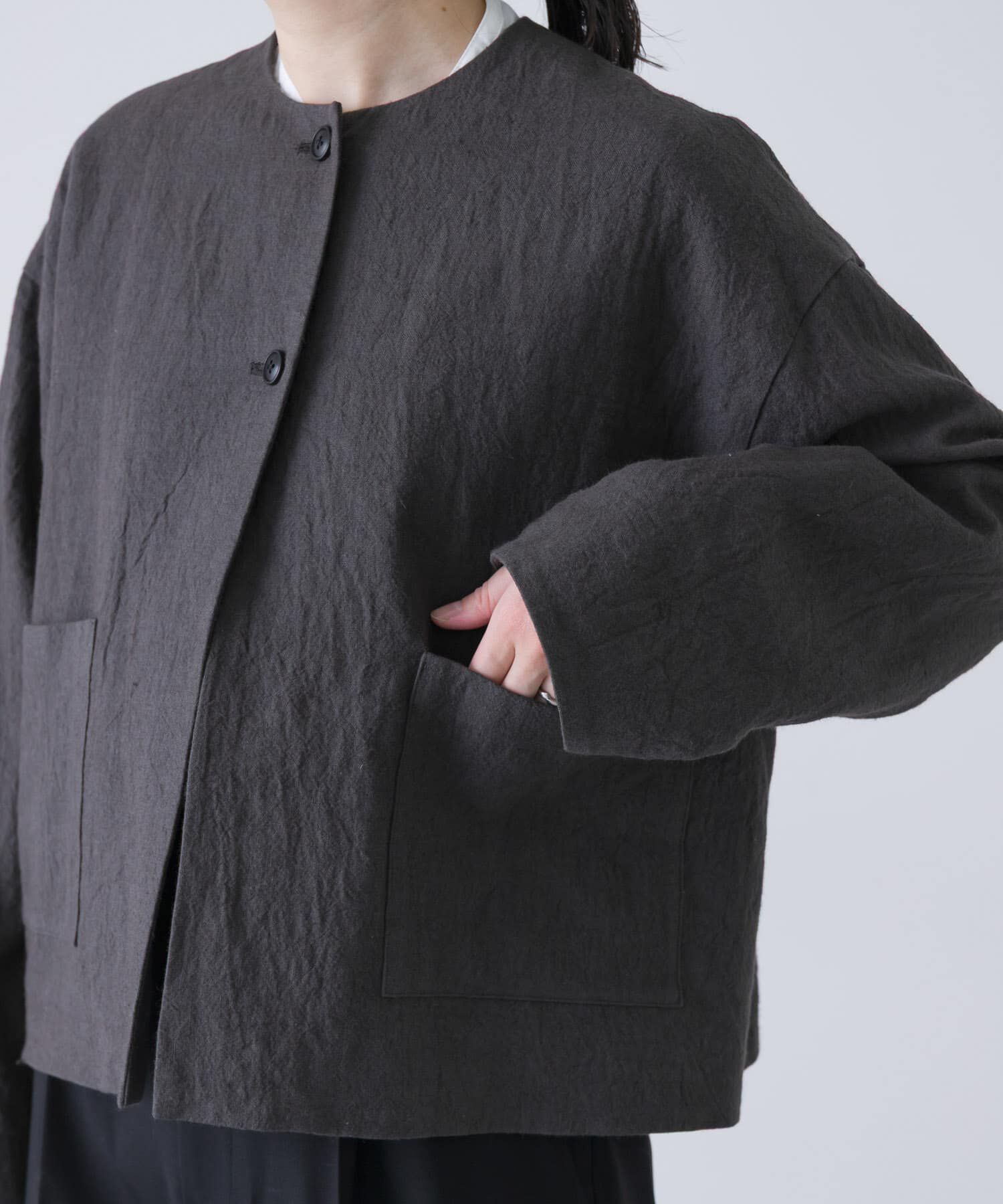 リネンラミーノーカラージャケット（かぐれ）｜ルミネのファッション