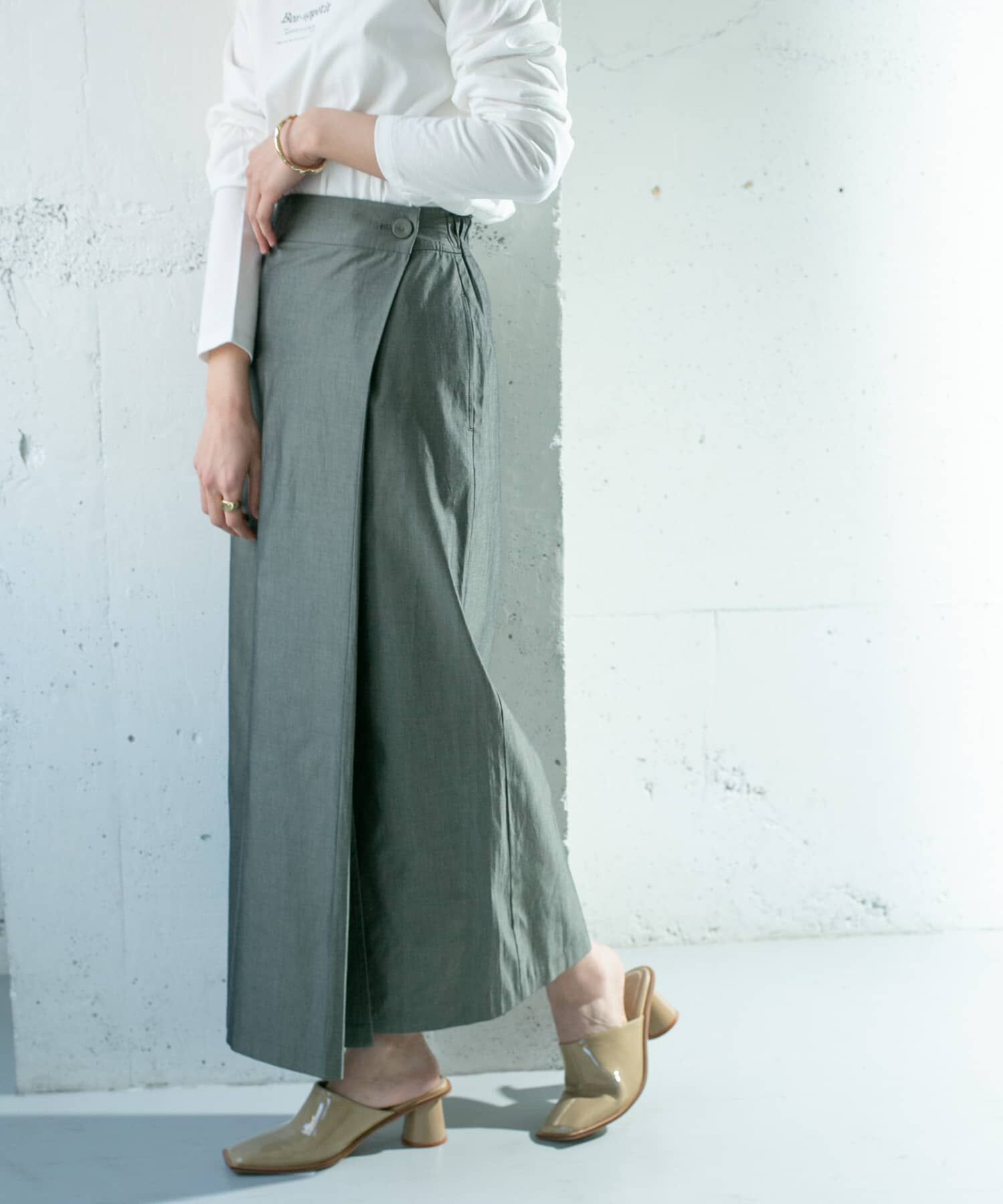  「シャンブレーラップスカート」|スカート|