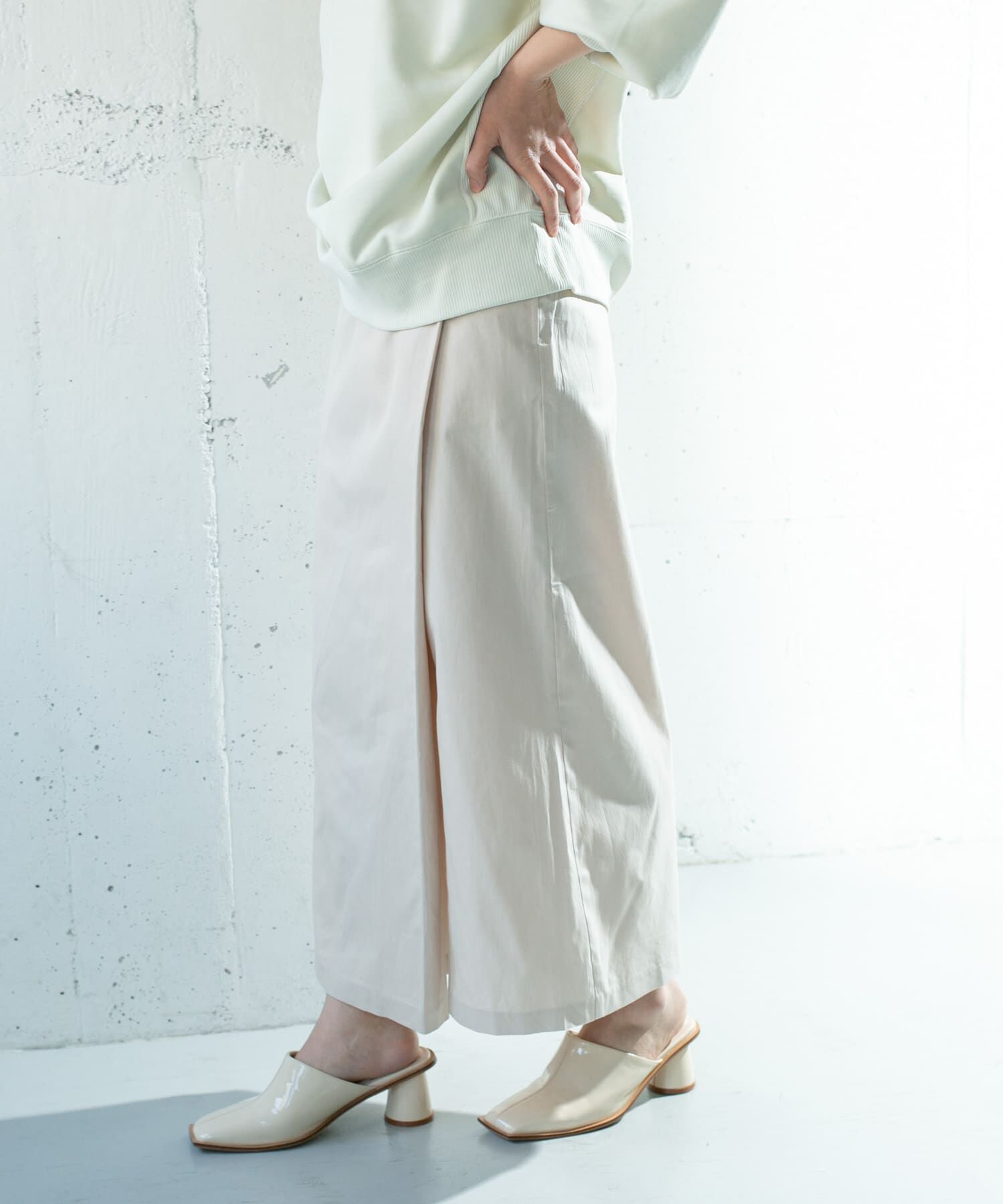  「シャンブレーラップスカート」|スカート|ライトベージュ