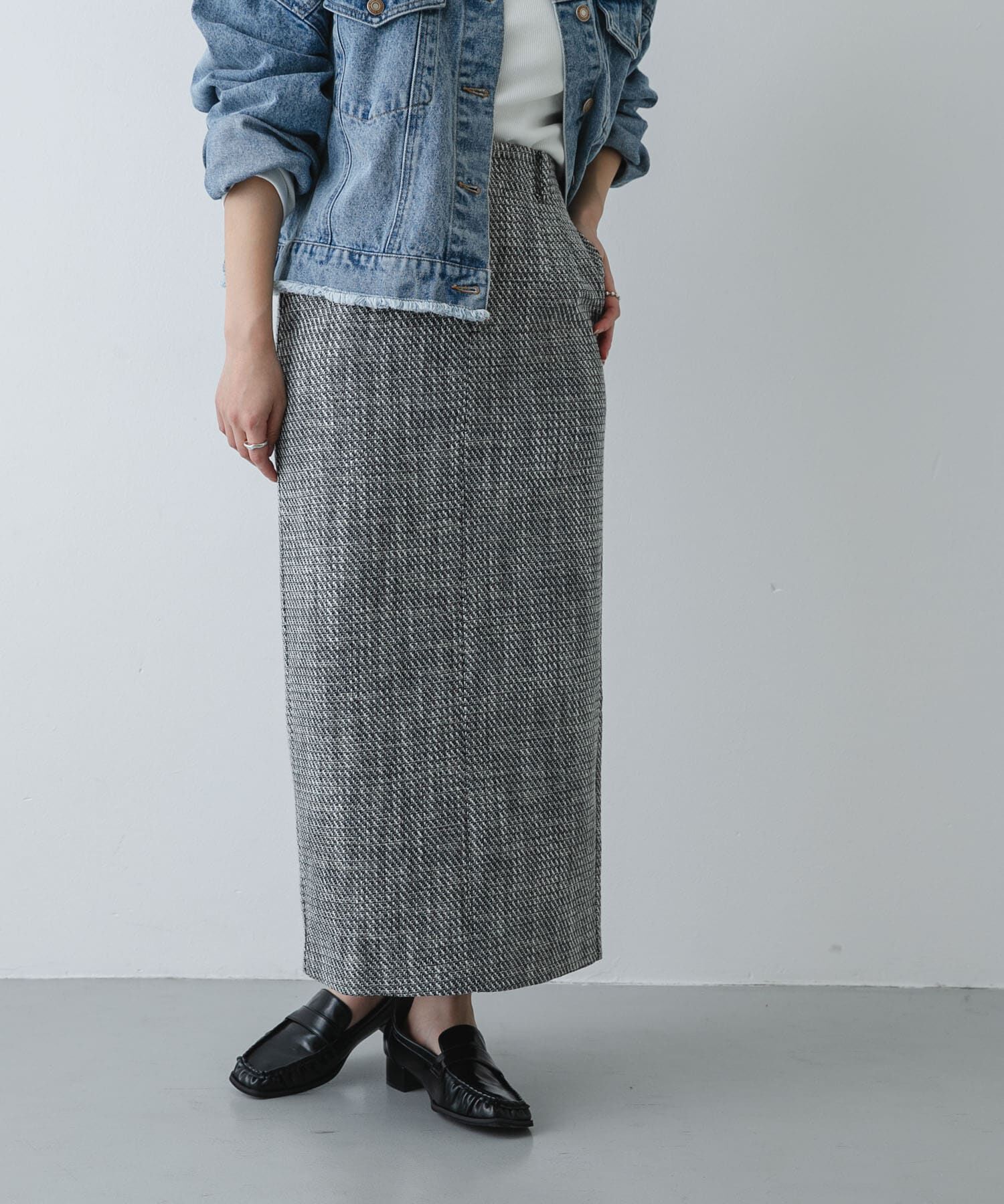 SENSE OF PLACE by URBAN RESEARCH「ツイードアイラインスカート」|スカート|ブラック系その他