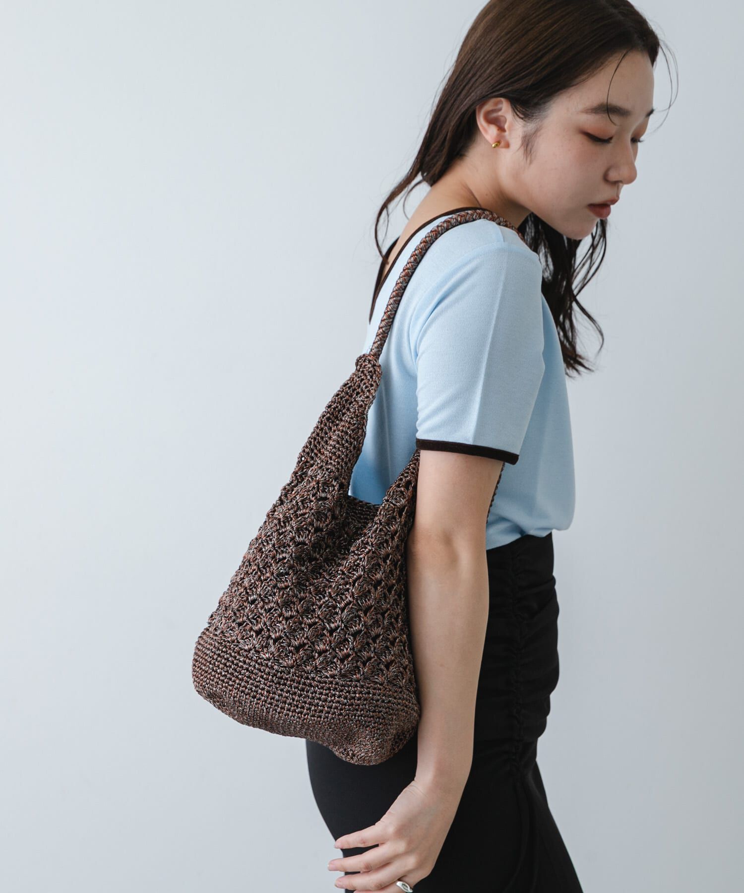 SENSE OF PLACE by URBAN RESEARCH「メタリックヤーンバッグ」|かごバッグ|ブラウン