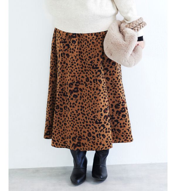 le.coeur blanc「レオパードサテンフレアスカート」|フレア|