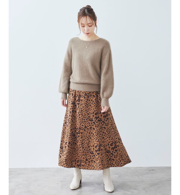 le.coeur blanc「レオパードサテンフレアスカート」|フレア|
