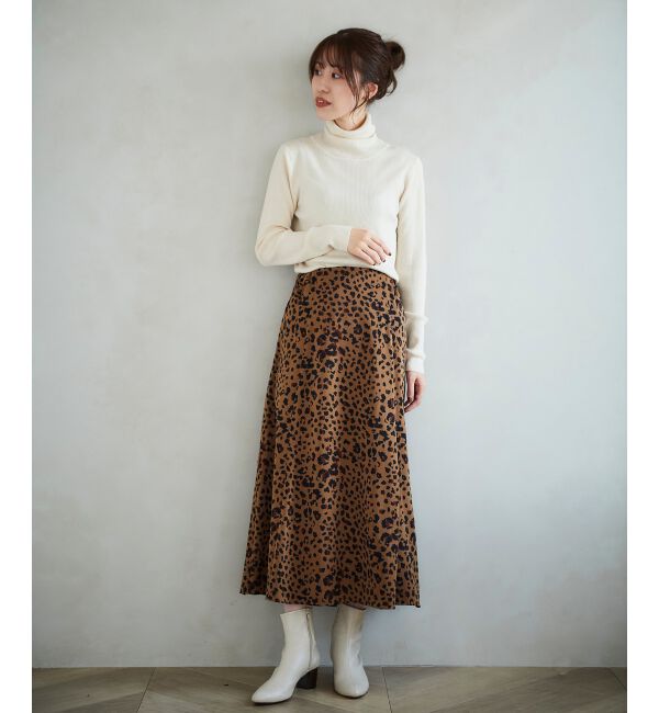 le.coeur blanc「レオパードサテンフレアスカート」|フレア|