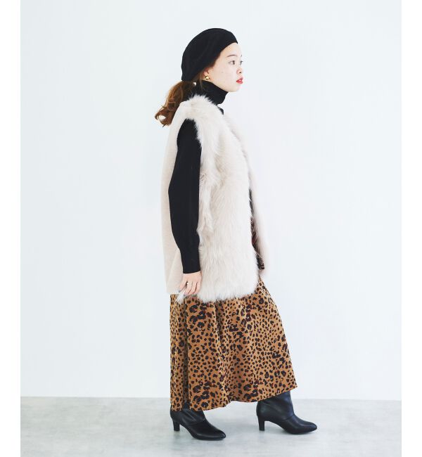 le.coeur blanc「レオパードサテンフレアスカート」|フレア|