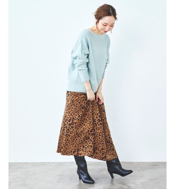 le.coeur blanc「レオパードサテンフレアスカート」|フレア|