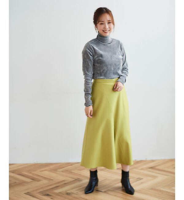 le.coeur blanc「《手洗い可能》カシミヤタッチフレアスカート」|フレア|