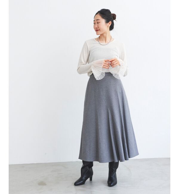 le.coeur blanc「《手洗い可能》カシミヤタッチフレアスカート」|フレア|