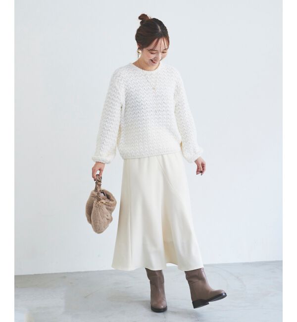 le.coeur blanc「《手洗い可能》カシミヤタッチフレアスカート」|フレア|