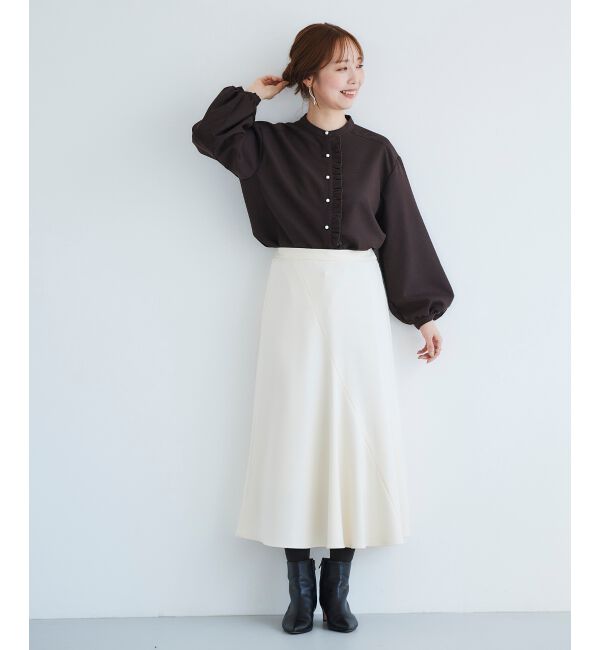 le.coeur blanc「《手洗い可能》カシミヤタッチフレアスカート」|フレア|