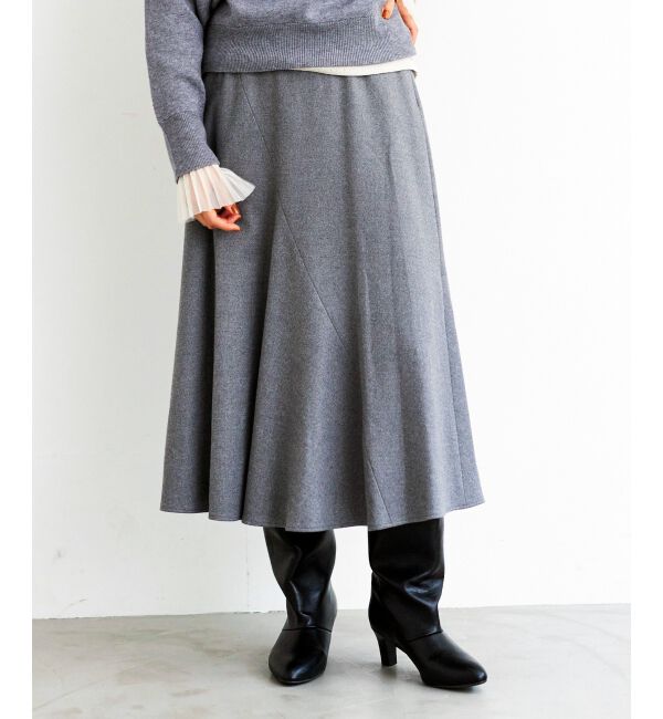 le.coeur blanc「《手洗い可能》カシミヤタッチフレアスカート」|フレア|L／グレー