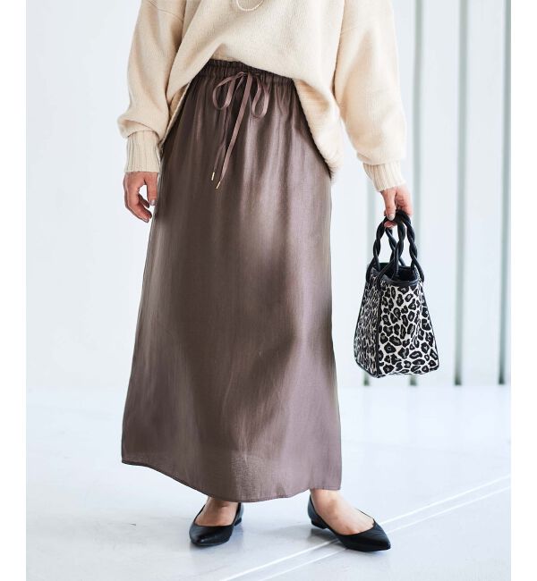 le.coeur blanc「ソフトグリッターナロースカート」|スカート|モカ