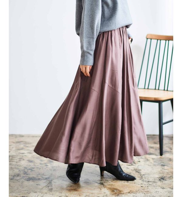 le.coeur blanc「《手洗い可能》シルキーローンギャザースカート」|スカート|