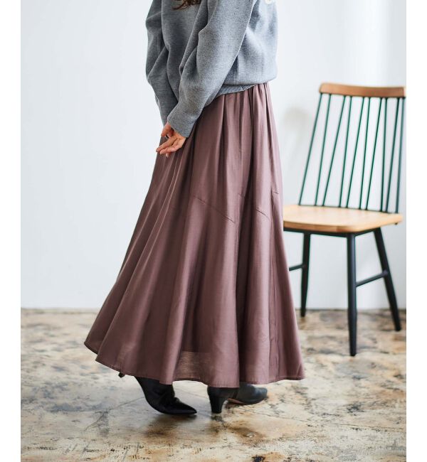 le.coeur blanc「《手洗い可能》シルキーローンギャザースカート」|スカート|