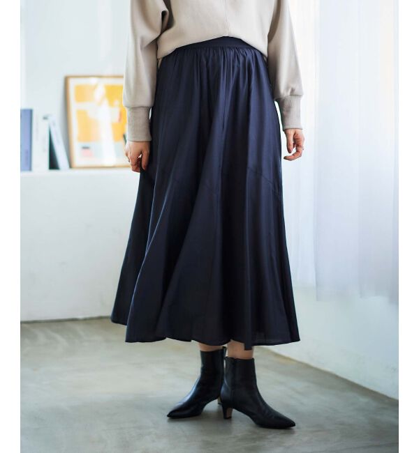 le.coeur blanc「《手洗い可能》シルキーローンギャザースカート」|スカート|Ｃ／グレー