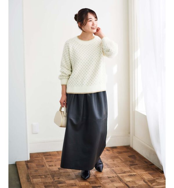 le.coeur blanc「ギャザーコクーン合皮スカート」|スカート|