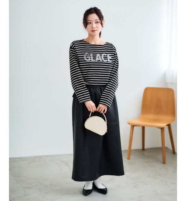 le.coeur blanc「ギャザーコクーン合皮スカート」|スカート|