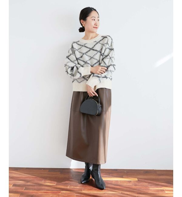 le.coeur blanc「ギャザーコクーン合皮スカート」|スカート|