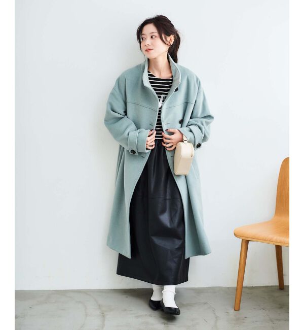 le.coeur blanc「ギャザーコクーン合皮スカート」|スカート|