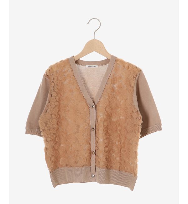  「チュール刺繍ハーフスリーブカーディガン」|カーディガン|
