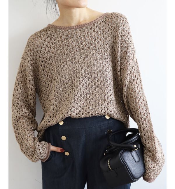  「スパンコールメッシュニットプルオーバー」|ニット・セーター|