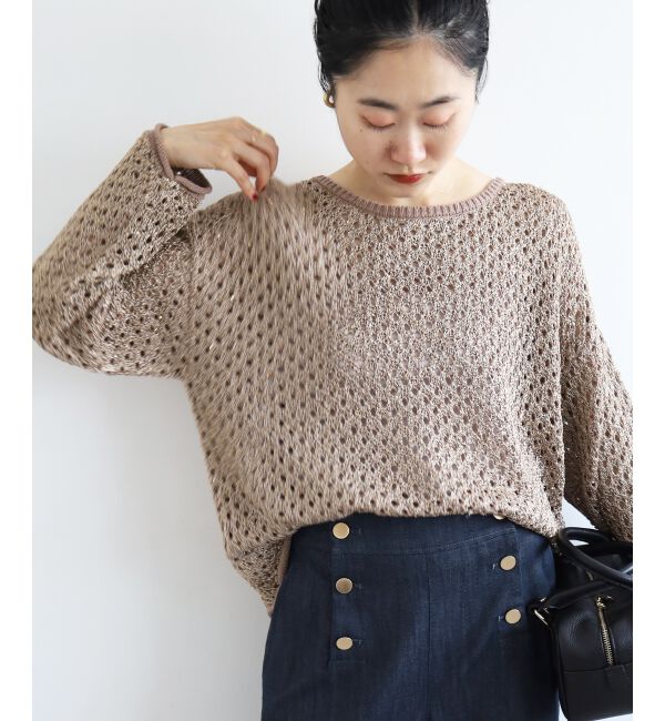  「スパンコールメッシュニットプルオーバー」|ニット・セーター|