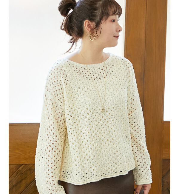 「スパンコールメッシュニットプルオーバー」|ニット・セーター|