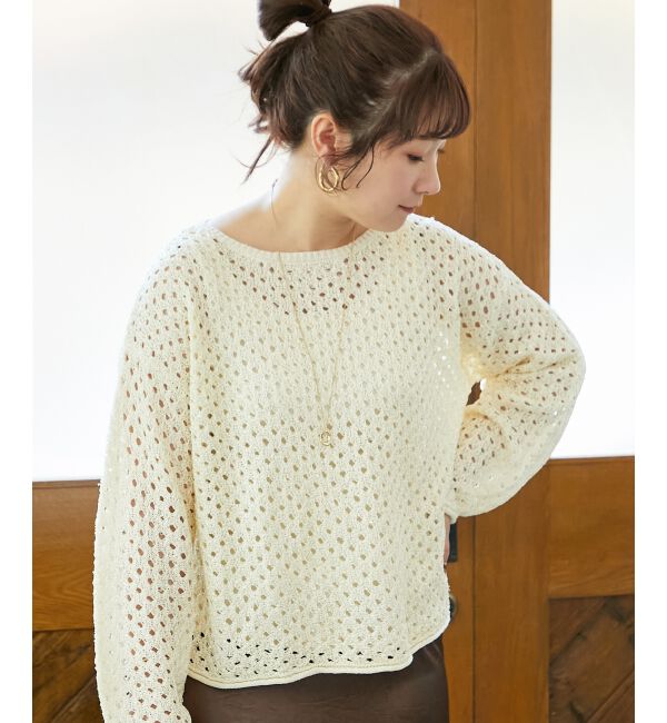  「スパンコールメッシュニットプルオーバー」|ニット・セーター|