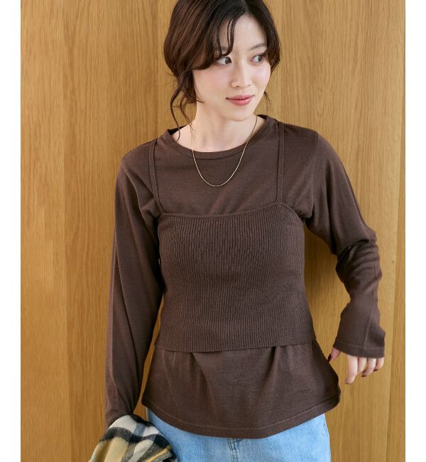  「《手洗い可能》ニットプルオーバー&times;ビスチェセット」|ニット・セーター|