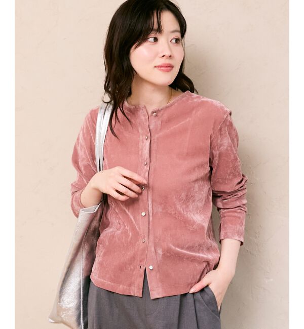  「シアーベロアカーデ」|カーディガン|ピンク