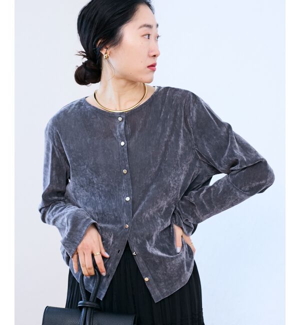  「シアーベロアカーデ」|カーディガン|グレー