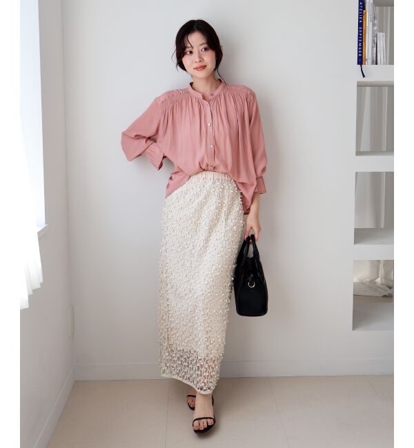  「シアー刺繍ナロースカート」|スカート|