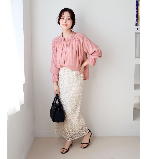  「シアー刺繍ナロースカート」|スカート|