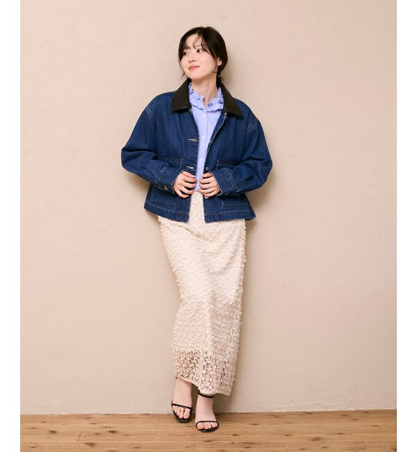  「シアー刺繍ナロースカート」|スカート|