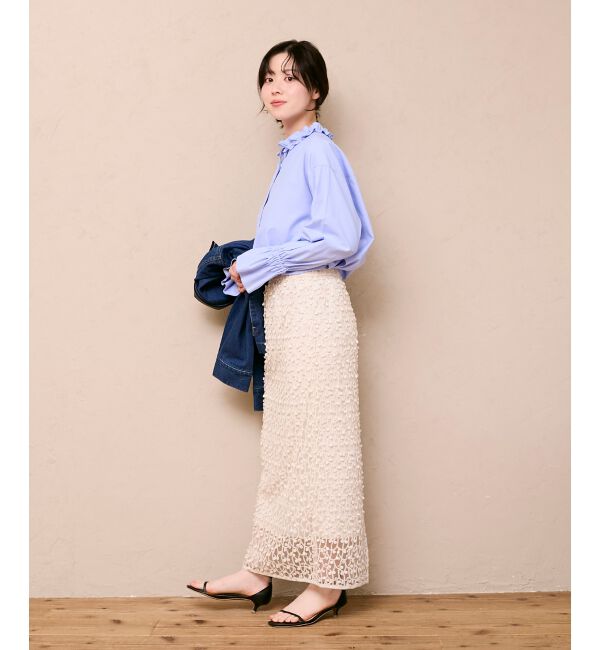  「シアー刺繍ナロースカート」|スカート|