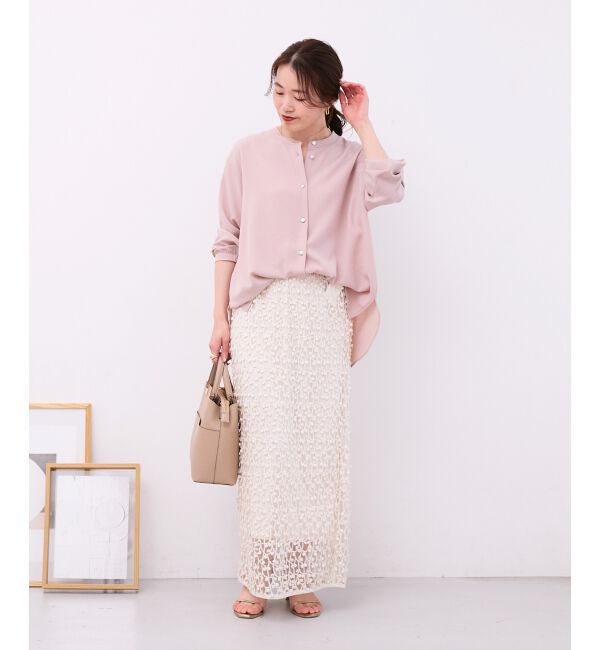  「シアー刺繍ナロースカート」|スカート|