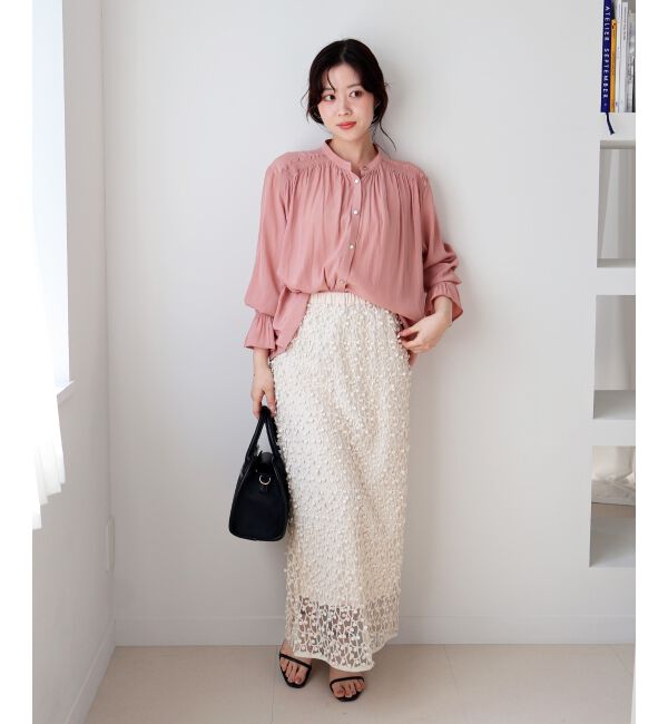  「シアー刺繍ナロースカート」|スカート|