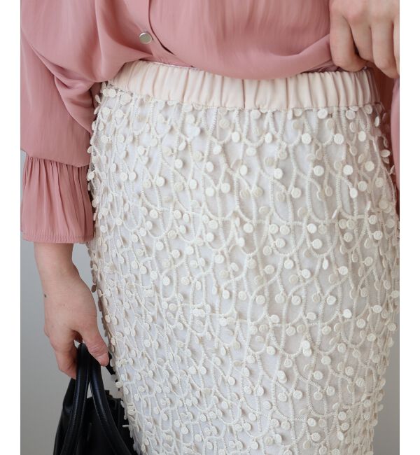  「シアー刺繍ナロースカート」|スカート|