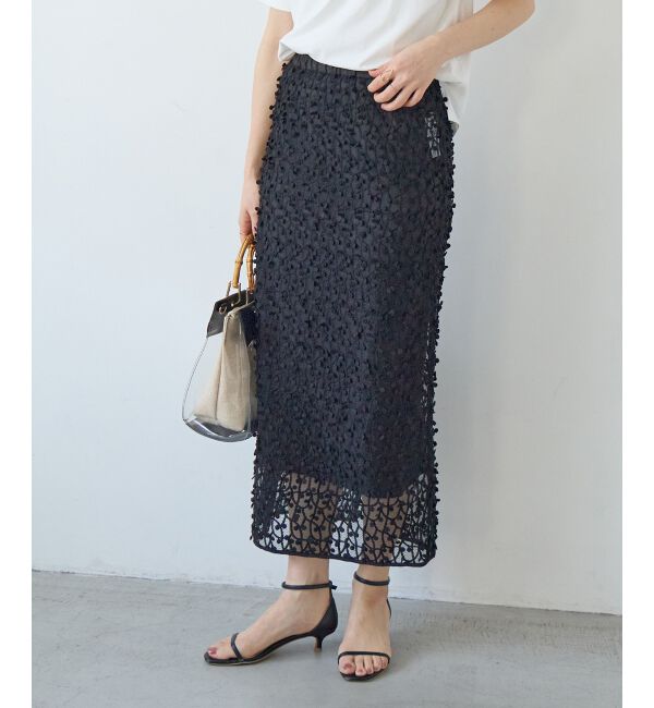  「シアー刺繍ナロースカート」|スカート|