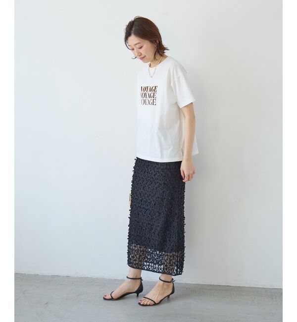  「シアー刺繍ナロースカート」|スカート|