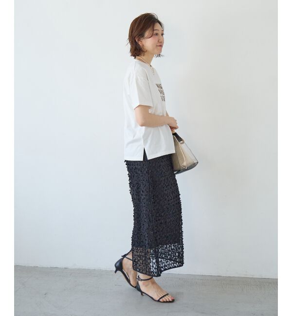  「シアー刺繍ナロースカート」|スカート|