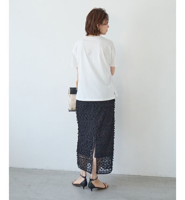  「シアー刺繍ナロースカート」|スカート|