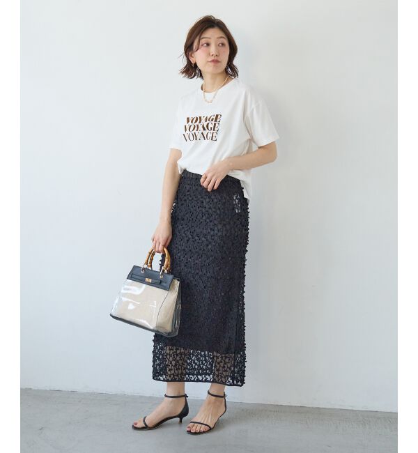  「シアー刺繍ナロースカート」|スカート|