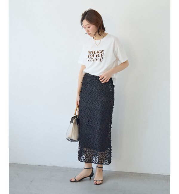  「シアー刺繍ナロースカート」|スカート|