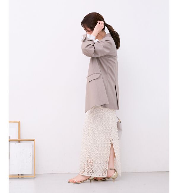  「シアー刺繍ナロースカート」|スカート|