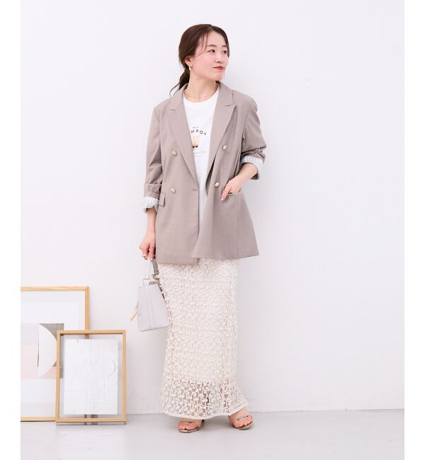  「シアー刺繍ナロースカート」|スカート|