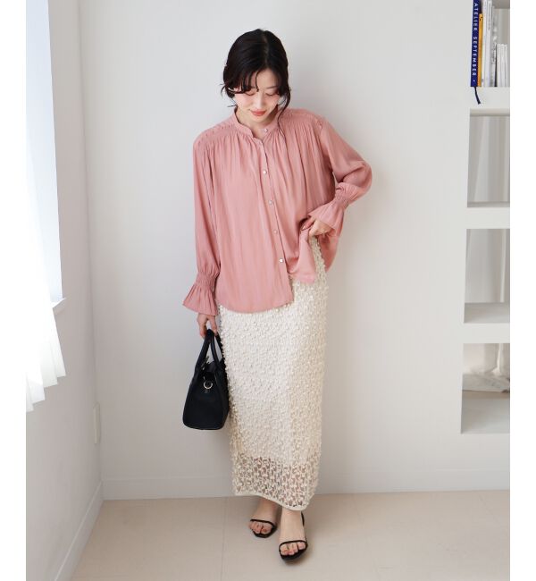  「シアー刺繍ナロースカート」|スカート|