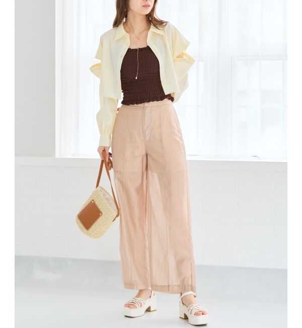 MAJESTICLEGON「パールボタン肩あきショートシャツ」|シャツ・ブラウス|